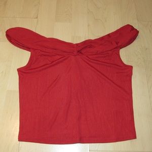Off the shoulder red tank silence + noise